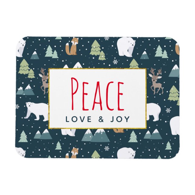 Peace Liebe & Joy Niedliche Weihnachtsmänner Muste Magnet (Horizontal)