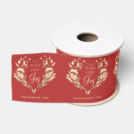 Peace Liebe Joy Red Gold Personalisiert Ripsband