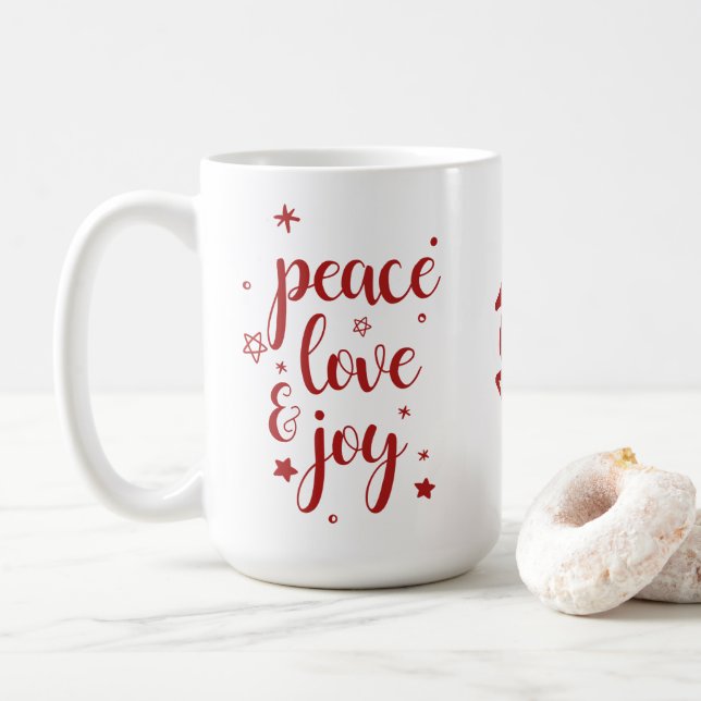 Peace Liebe Joy Reindeer Kaffeetasse (Mit Donut)