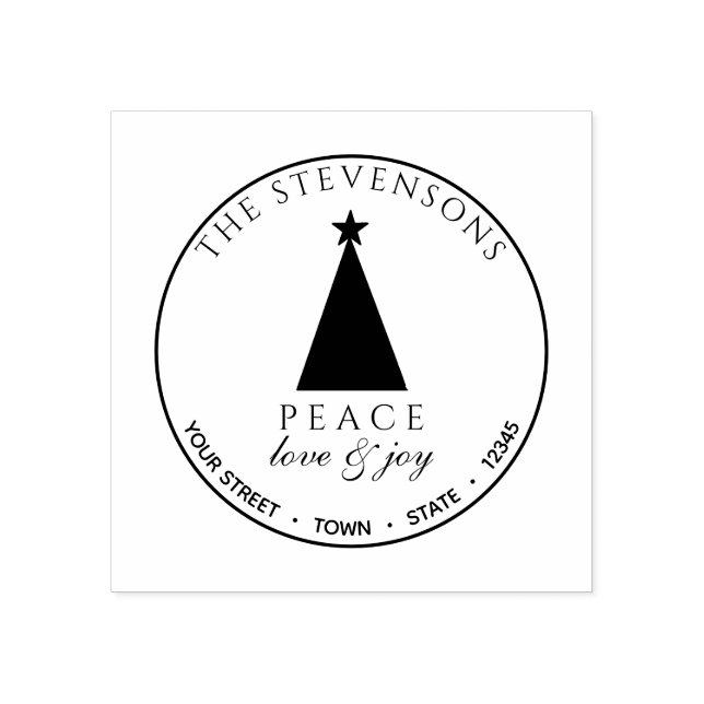 Peace Liebe & Joy , Rücksendeadresse des Weihnacht Gummistempel (Prägung)