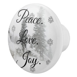 Peace Liebe Joy | Schwarz-Weiß-Schneefälle Keramikknauf
