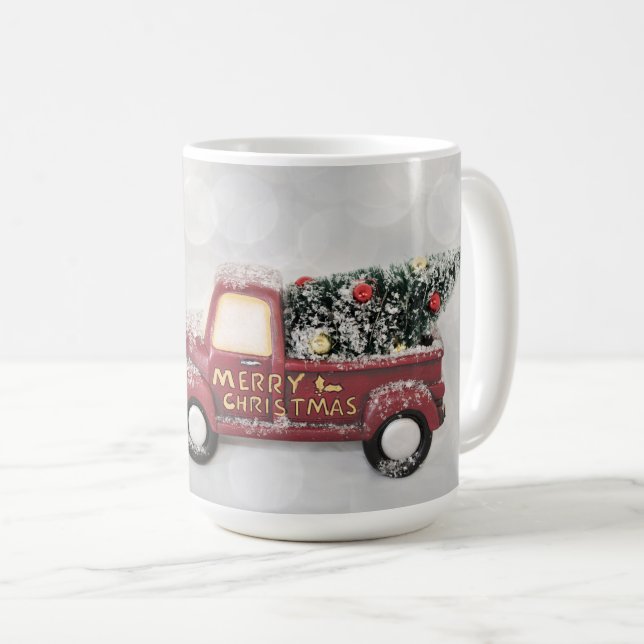 Peace Liebe & Joy Toy Truck Frohe Weihnachten Kaffeetasse (VorderseiteRechts)