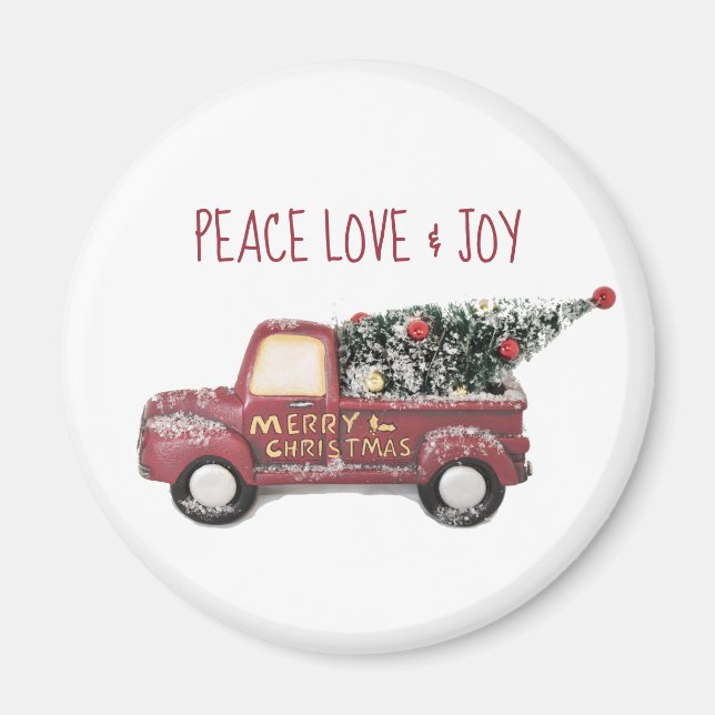 Peace Liebe & Joy Toy Truck Frohe Weihnachten Magnet (Vorne)