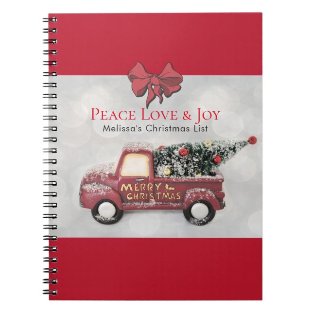 Peace Liebe & Joy Toy Truck Frohe Weihnachten Notizblock (Vorderseite)