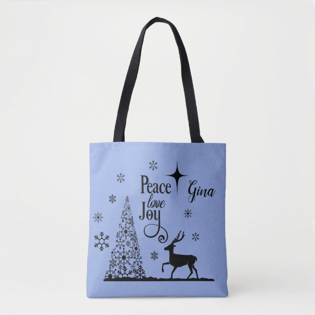 Peace Liebe Joy Tree and Dee Silhouette Tasche (Vorderseite)