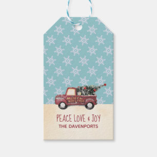 Peace Liebe & Joy w/RedToy Truck Frohe Weihnachten Geschenkanhänger
