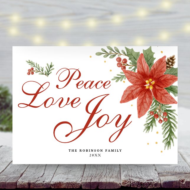 Peace Liebe Joy Watercolor Poinsettia Weihnachten (Von Creator hochgeladen)