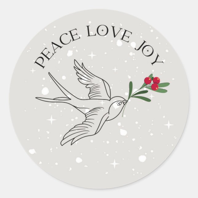 PEACE LIEBE JOY Weihnachtsfeiertag Rote Berries Runder Aufkleber (Vorderseite)