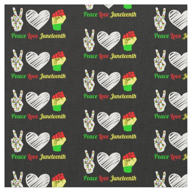 Peace Liebe Juneteente Rot Gelb Schwarz Stoff (Nahaufnahme)