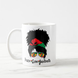 Peace Liebe Juneteenth Messy Bun Afro Queen Black Kaffeetasse