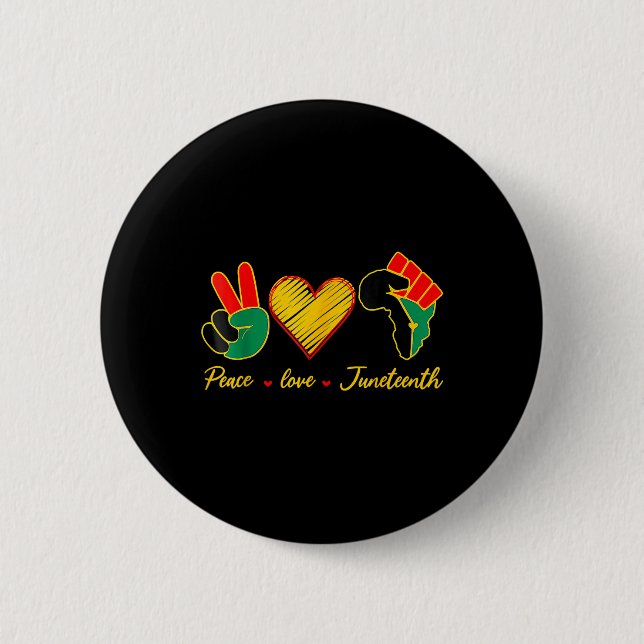 Peace Liebe Juneteenth Pride Black Girl Black Quee Button (Vorderseite)