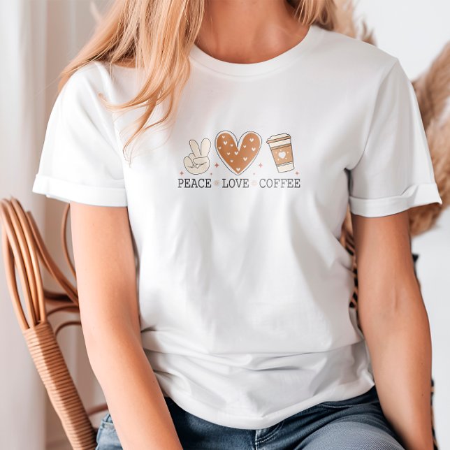 Peace Liebe Kaffee I Liebe Kaffee Zitat Funny Happ T-Shirt (Von Creator hochgeladen)