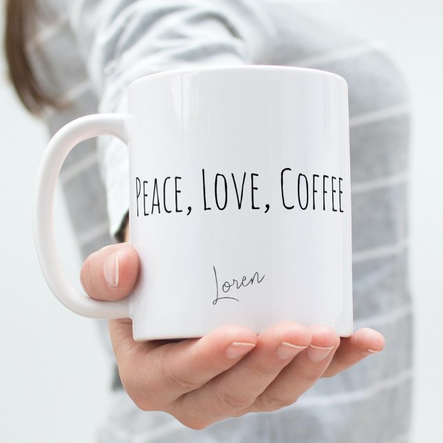 Peace Liebe Kaffee Personalisiert Minimalistisch Zweifarbige Tasse (Von Creator hochgeladen)
