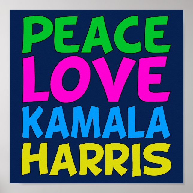 Peace Liebe Kamala Harris Niedlich Blue Poster (Vorne)