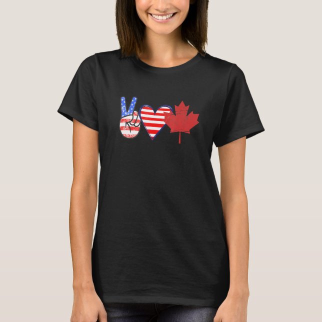 Peace Liebe Kanada USA Flaggenstaat Herz Kanadas A T-Shirt (Vorderseite)
