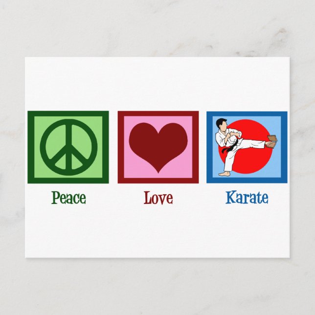 Peace Liebe Karate Postkarte (Vorderseite)