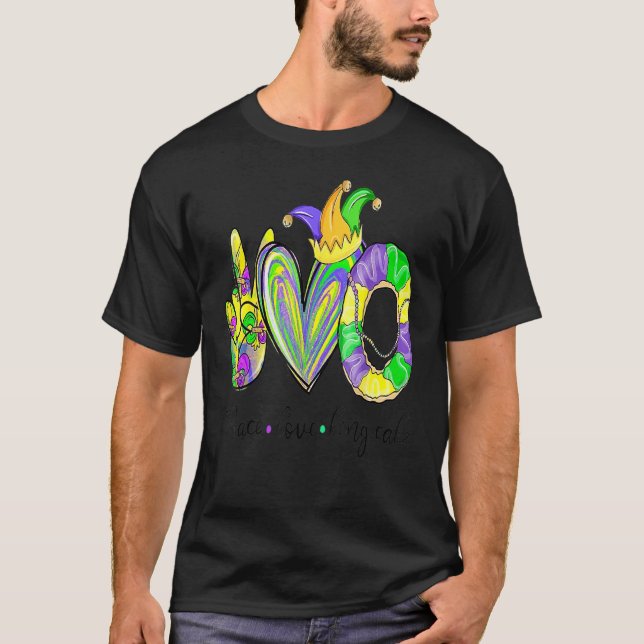 Peace Liebe King Cake Mardi Gras Männer Frauen Kin T-Shirt (Vorderseite)