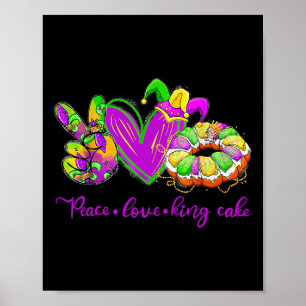 Peace Liebe King Cake Men Frauen Kinder Gefärbte K Poster
