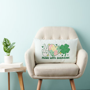 Peace Liebe Kleeblatt Throw Kissen