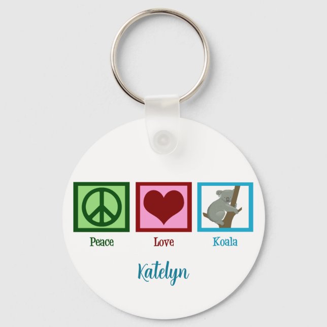 Peace Liebe Koala Bear Schlüsselanhänger (Vorderseite)
