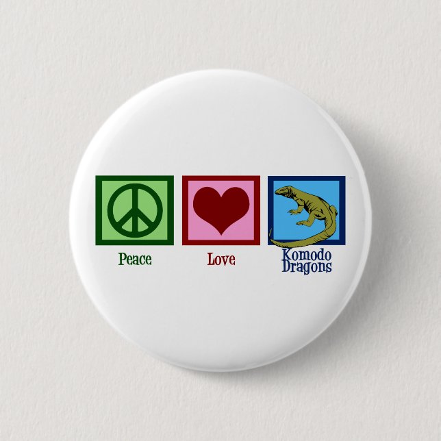 Peace Liebe Komodo Dragons Button (Vorderseite)