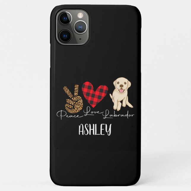Peace Liebe Labrador Retriever Karierter Niedliche Case-Mate iPhone Hülle (Rückseite)