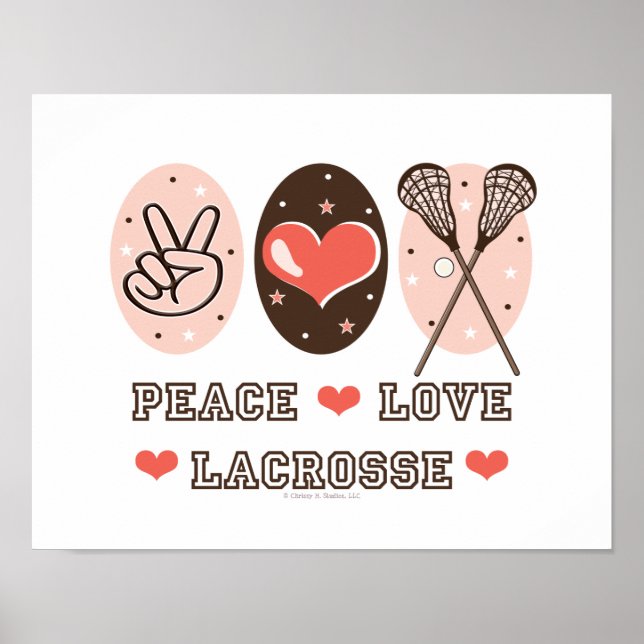 Peace Liebe Lacrosse Poster Print (Vorne)