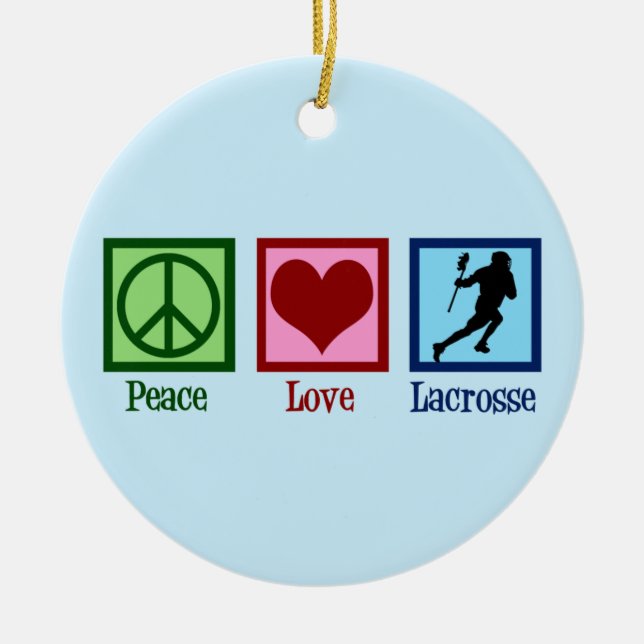 Peace Liebe Lacrosse Weihnachten Keramik Ornament (Vorne)