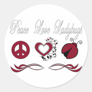 Peace Liebe Ladybugs Runder Aufkleber