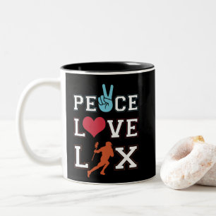 Peace Liebe Lax Youth Lacrosse Heart Zweifarbige Tasse