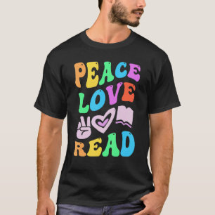 PEACE LIEBE LESEN Retro Alphabetisierungslehrer Gr T-Shirt