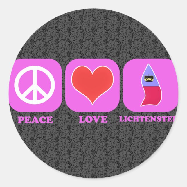 Peace Liebe Lichtenstein Runder Aufkleber (Vorderseite)