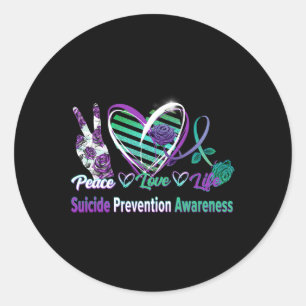 Peace Liebe Life Suicide Awareness Semi Colon Gesc Runder Aufkleber