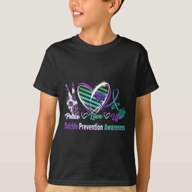Peace Liebe Life Suicide Awareness Semi Colon Gesc T-Shirt (Vorderseite)