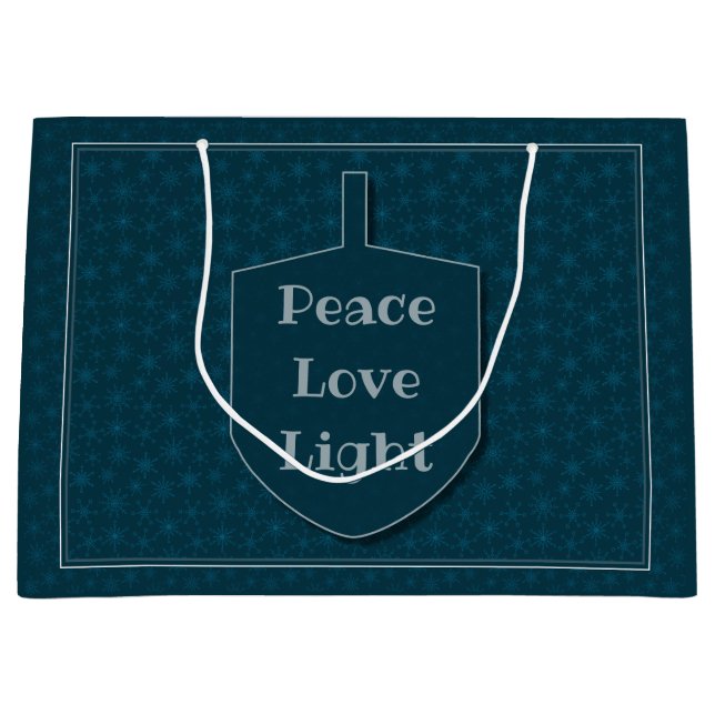 Peace Liebe Light Dreidel Star Snowflakes Große Geschenktüte (Vorderseite)