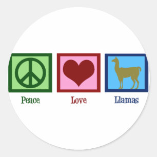 Peace Liebe Llamas Runder Aufkleber