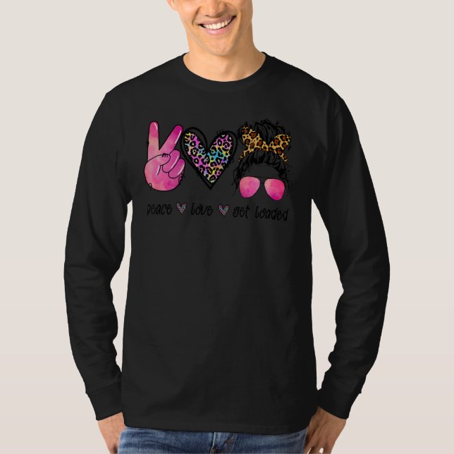 Peace Liebe Loaded Leopard Messy Bun Mama Tee (Vorderseite)