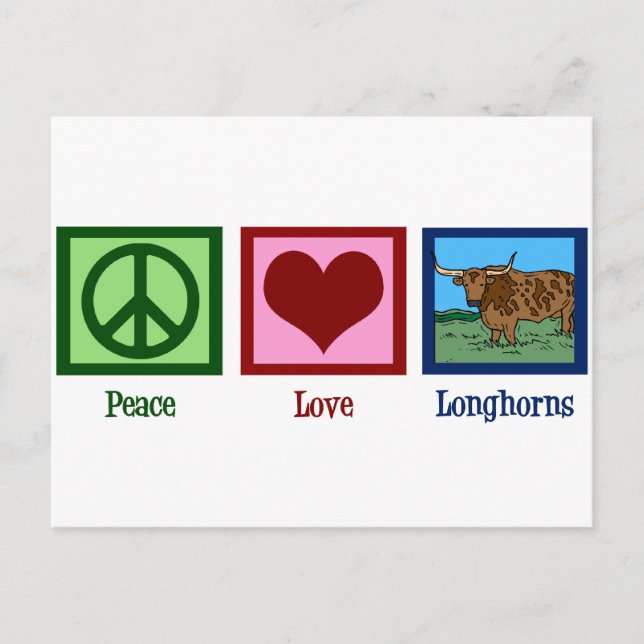 Peace Liebe Longhorns Postkarte (Vorderseite)