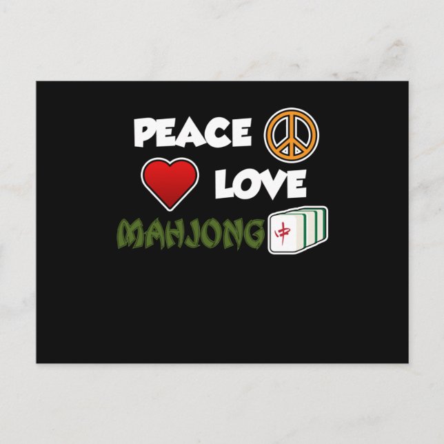 Peace Liebe Mahjong Game Mahjong Player Games Einladungspostkarte (Vorderseite)