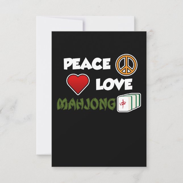 Peace Liebe Mahjong Game Mahjong Player Games RSVP Karte (Vorderseite)