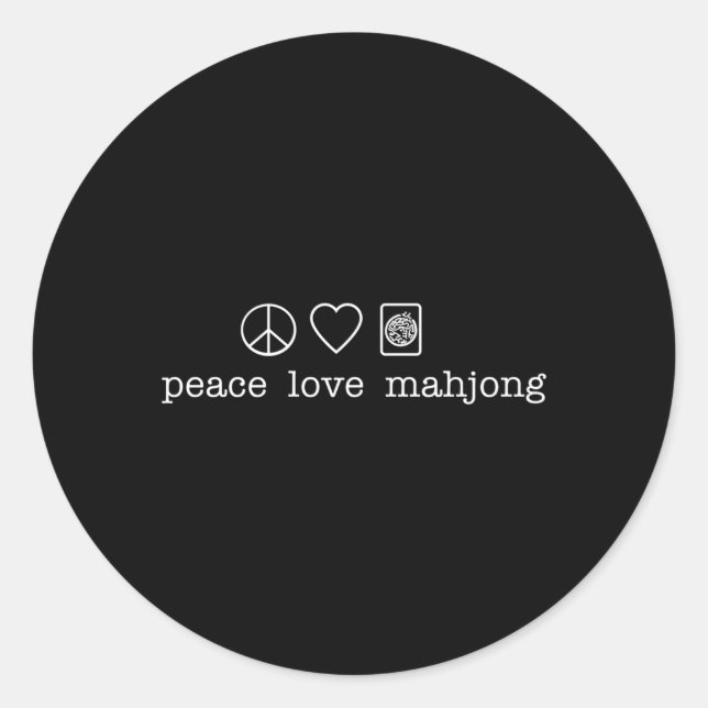 Peace Liebe Mahjong Runder Aufkleber (Vorderseite)