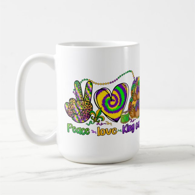 PEACE LIEBE MARDI GRAS KING CAKE KAFFEETASSE (Links)