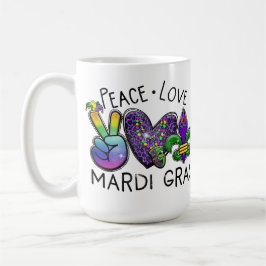 PEACE LIEBE MARDI GRAS LILA GOLD GREEN KAFFEETASSE