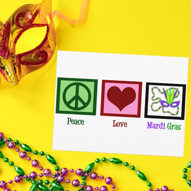 Peace Liebe Mardi Gras Postkarte (Von Creator hochgeladen)