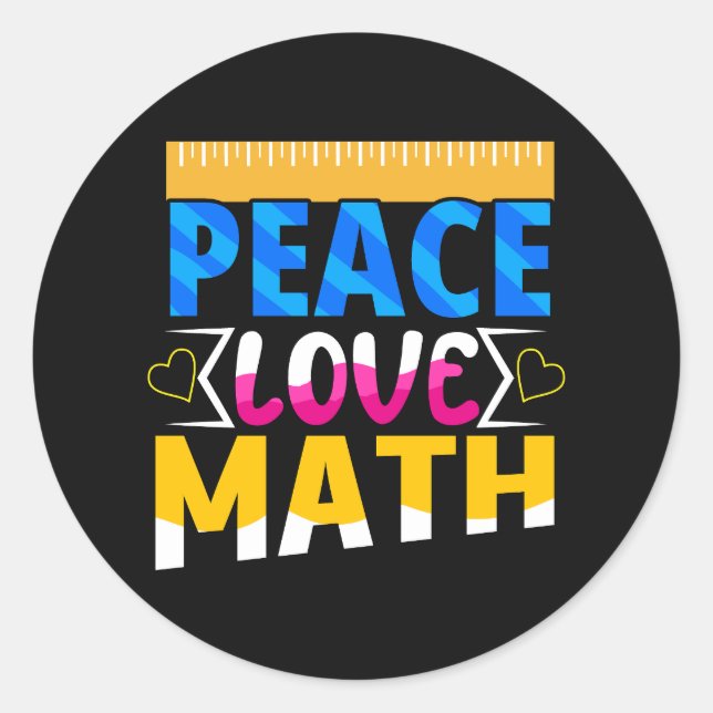 Peace Liebe Mathematik School Subject Runder Aufkleber (Vorderseite)