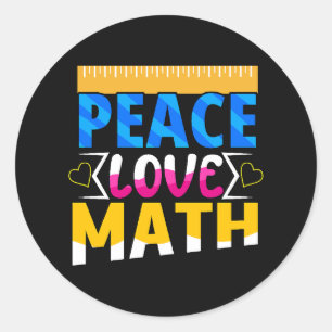 Peace Liebe Mathematik School Subject Runder Aufkleber