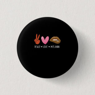 Peace Liebe Melanin Black Women Pride Afro African Button