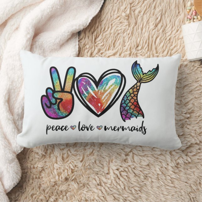 Peace Liebe Mermaid Throw Kissen (Decke)