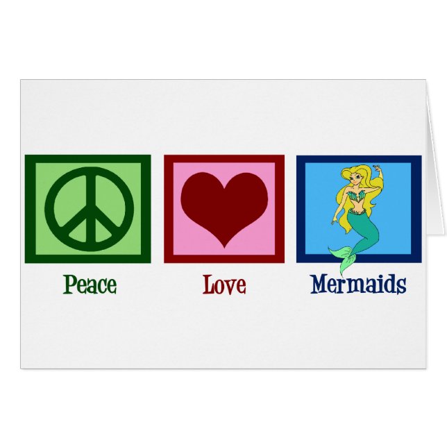 Peace Liebe Mermaids Card (Vorderseite (Horizontal))