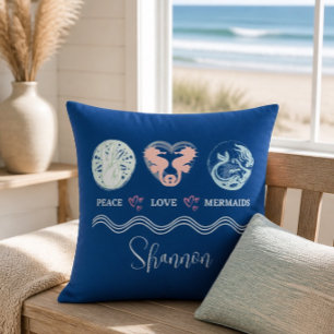 Peace Liebe Mermaids Personalisiert Square Pillow Kissen